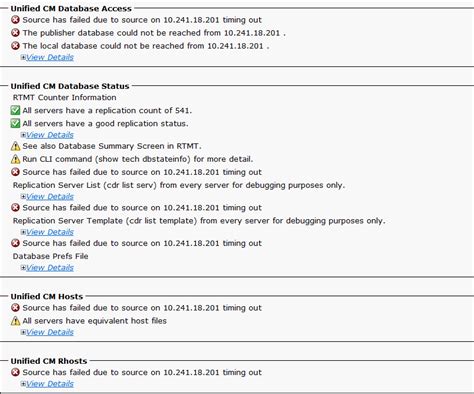 cisco database replication problems